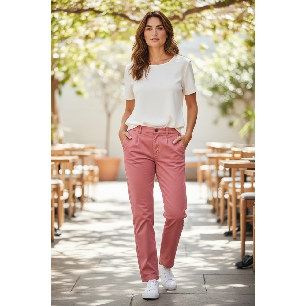 Brooks Brothers Women's Pink‎ Cotton Chino Pleated Casual Pants Size 38/32